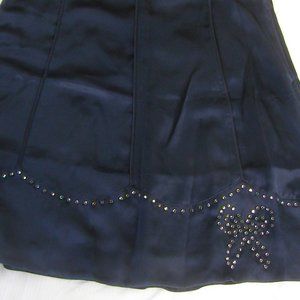 Marc Jacobs Silk Rhinestone Bow Ribbon Skirt NWT Midnight Blue
